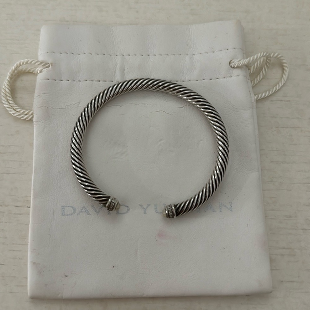 SOLD David yurman cable bracelet silver diamonds pearl small 5mm